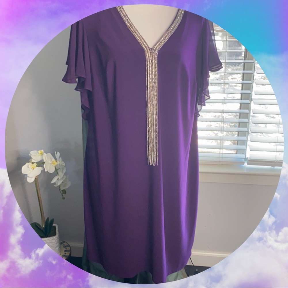 🎉Sale🎉 NWOT- Beautiful Purple Slip-on Evening Dress